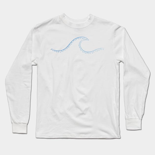 Minimal wave with tribal pattern, ocean blue Long Sleeve T-Shirt by JDP Designs